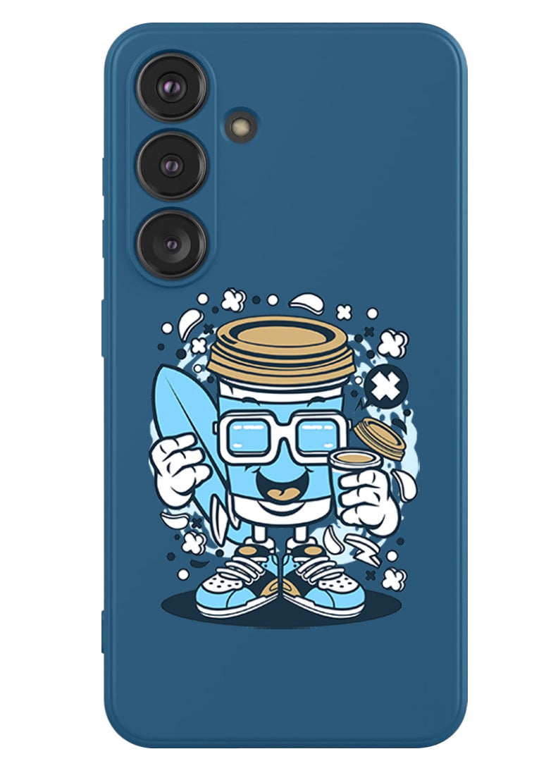 Theodor Protective Slim Fit Case Liquid Silicone Cover with Full Body Protection Anti-Scratch Shockproof Case For Samsung Galaxy S24 (Blue) - Coffee can - Image 1