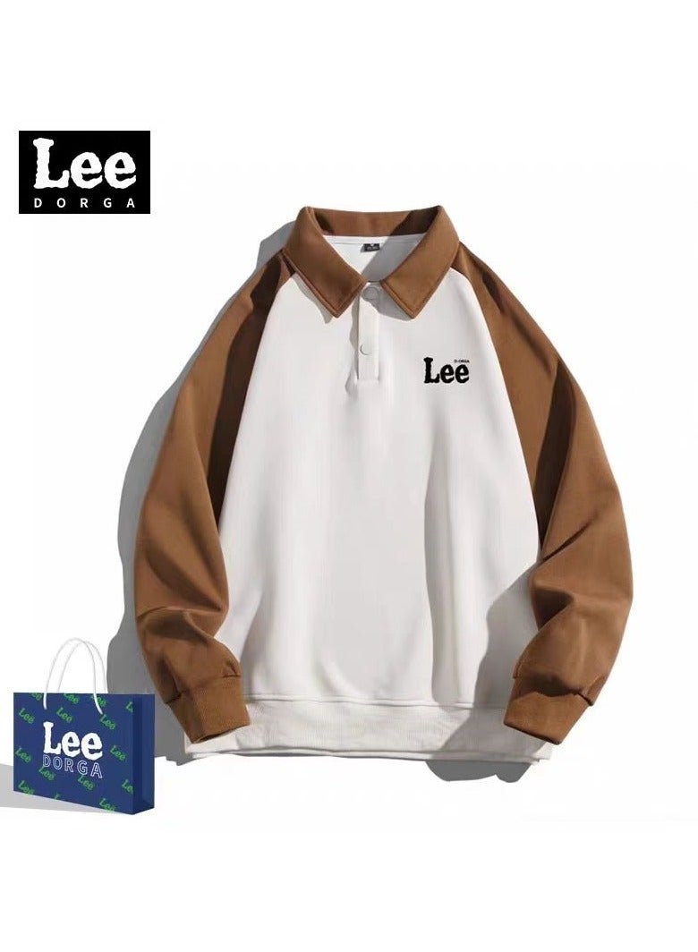 LEE New Loose Casual Long Sleeved Polo Shirt With Contrasting Colors