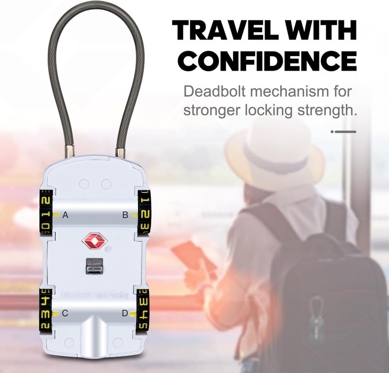 SURE LOCK TSA Approved Luggage Locks, 4 Digit Combination Travel Luggage Locks Resettable Code Lock with Zinc Alloy Body for Suitcase, Toolbox, Backpack, Bag, Gym Locker Car Shape Design 1 Pack White - Image 4