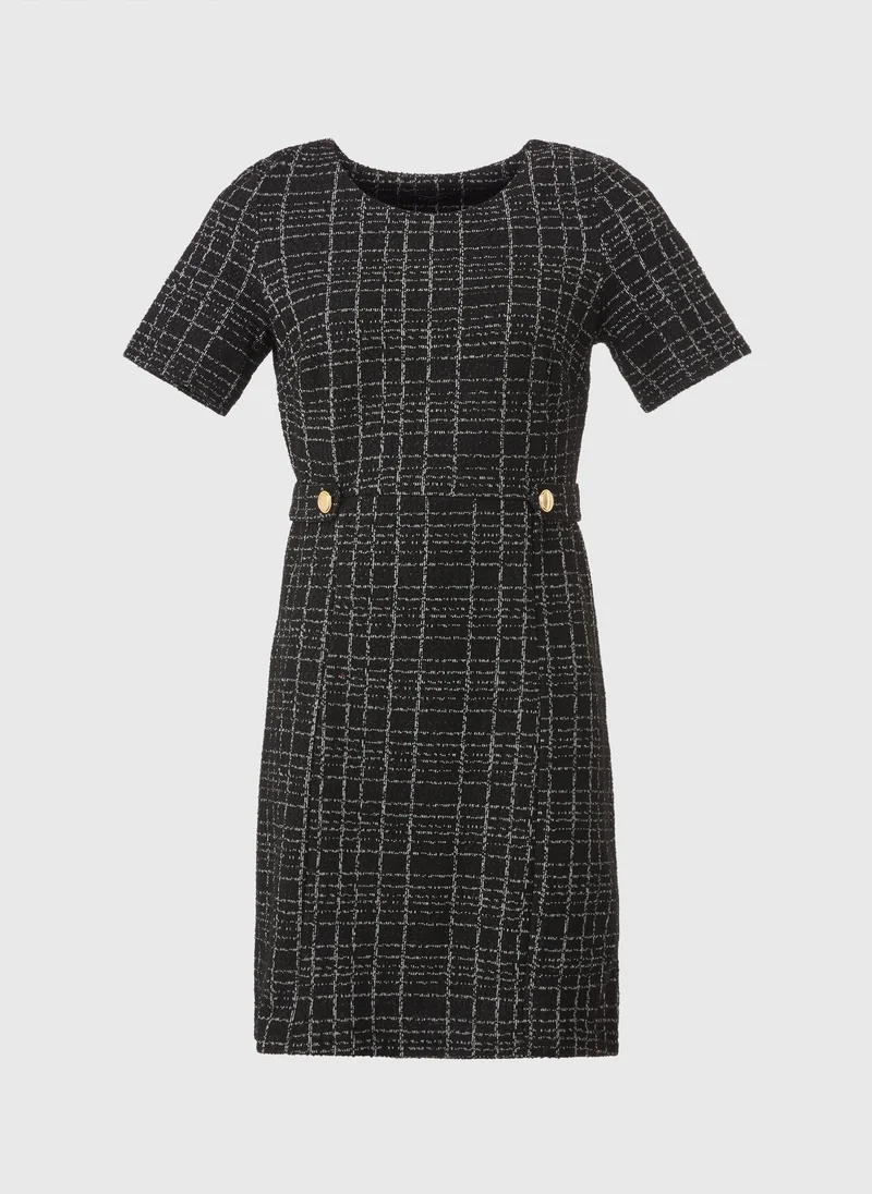 ماتلان Et Vous Black Boucle Ponte Mini Dress