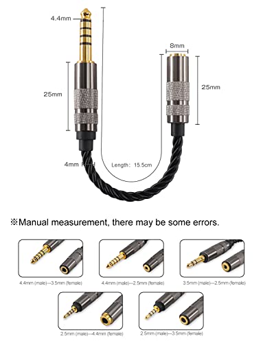 okcsc Headphone Adapter 4.4mm Male to 3.5mm Female Adapter for 3.5mm Cable Connected to Balanced 4.4mm Player Device High Stereo Audio Converter OFC Cable with Gold-Plated Plug 6 inch Length - Image 3