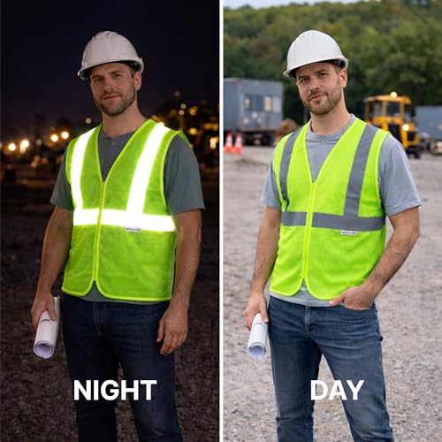 uniformer Safety Jacket for Men and Women | Reflective High Visibility | Ideal Unisex Safety Jacket for Construction & Road Safety | Used in Airport, Construction, Traffic (Yellow_Pack of 1) - Image 5