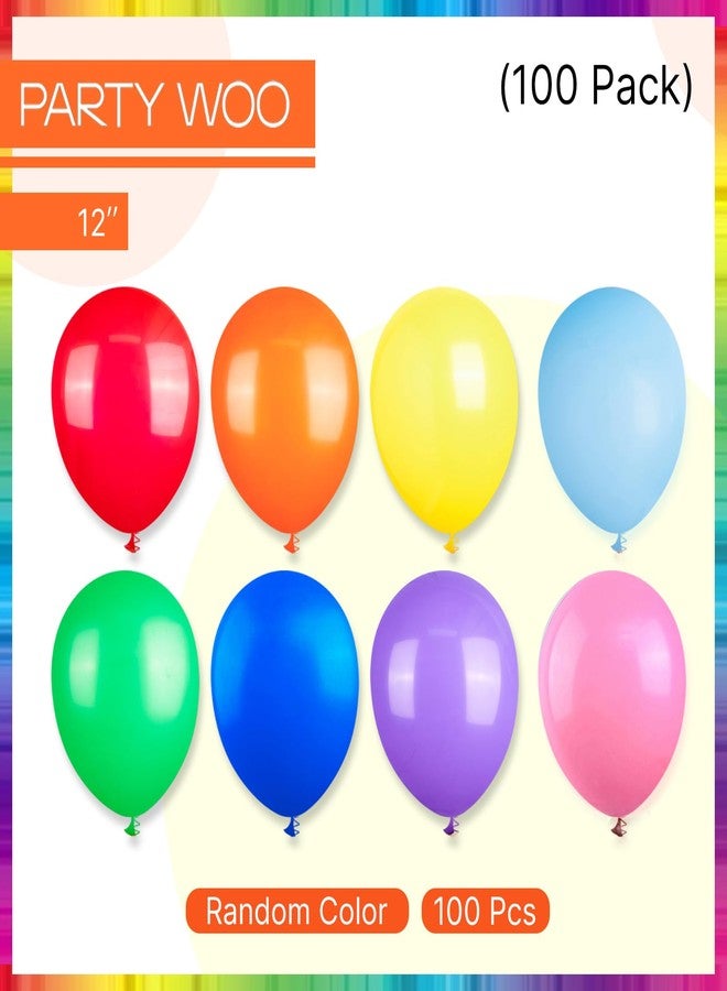 PartyWoo Assorted Colors Rainbow Balloons 100pcs 12 Inch Multicolor Colorful Primary Color Balloon for Graduation Baby Shower Unicorn Fiesta Flower Spring Rainbow Theme Birthday Party Decorations - Image 3
