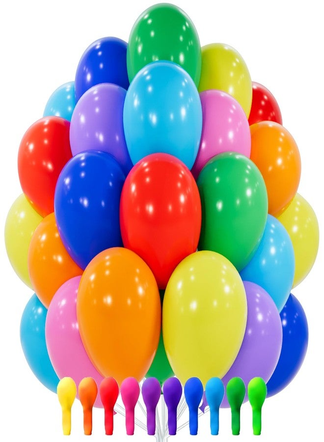 PartyWoo Assorted Colors Rainbow Balloons 100pcs 12 Inch Multicolor Colorful Primary Color Balloon for Graduation Baby Shower Unicorn Fiesta Flower Spring Rainbow Theme Birthday Party Decorations - Image 1