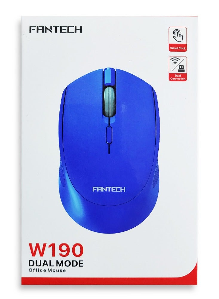 فانتيك ماوس أزرق للمكتب W190 بمفتاح صامت يمكن استخدامه بكلتا اليدين، يدعم كلاً من البلوتوث واللاسلكي بتردد 2.4 جيجا هرتز - Image 4