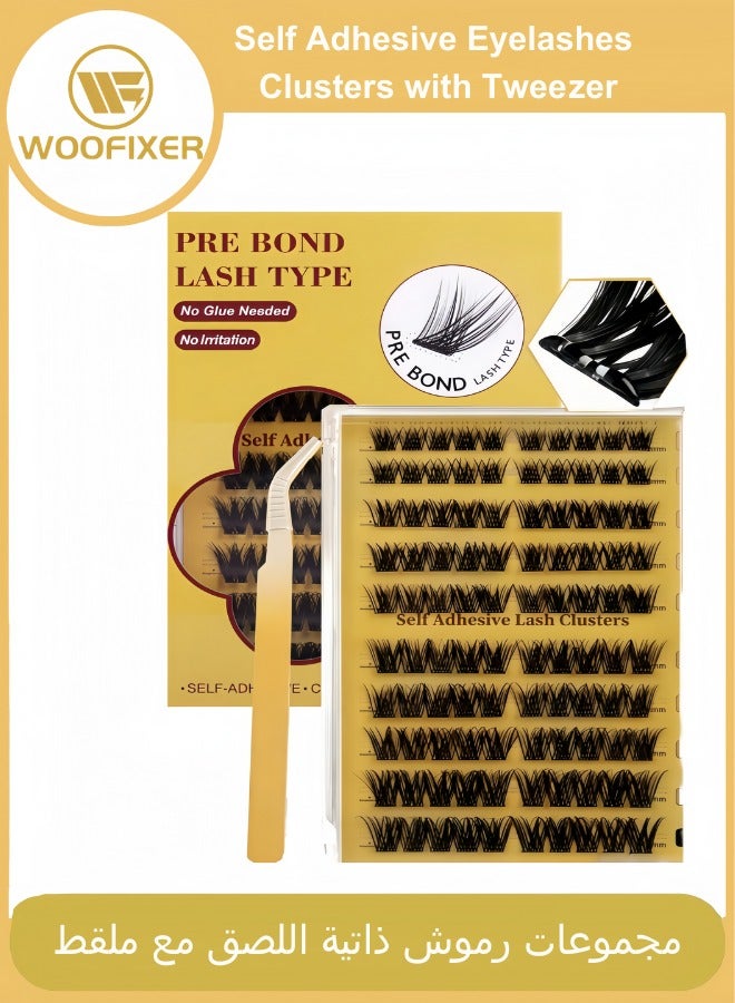 ووفيكسر مجموعة رموش لاصقة ذاتية اللصق من 100 قطعة، رموش صناعية على شكل حرف D، رموش صناعية لاصقة مسبقًا بملاقط للمبتدئين، مجموعة تمديد الرموش بدون غراء من 10 إلى 16 مم، لا حاجة إلى غراء، لا مزيل، لا بقايا - Image 1