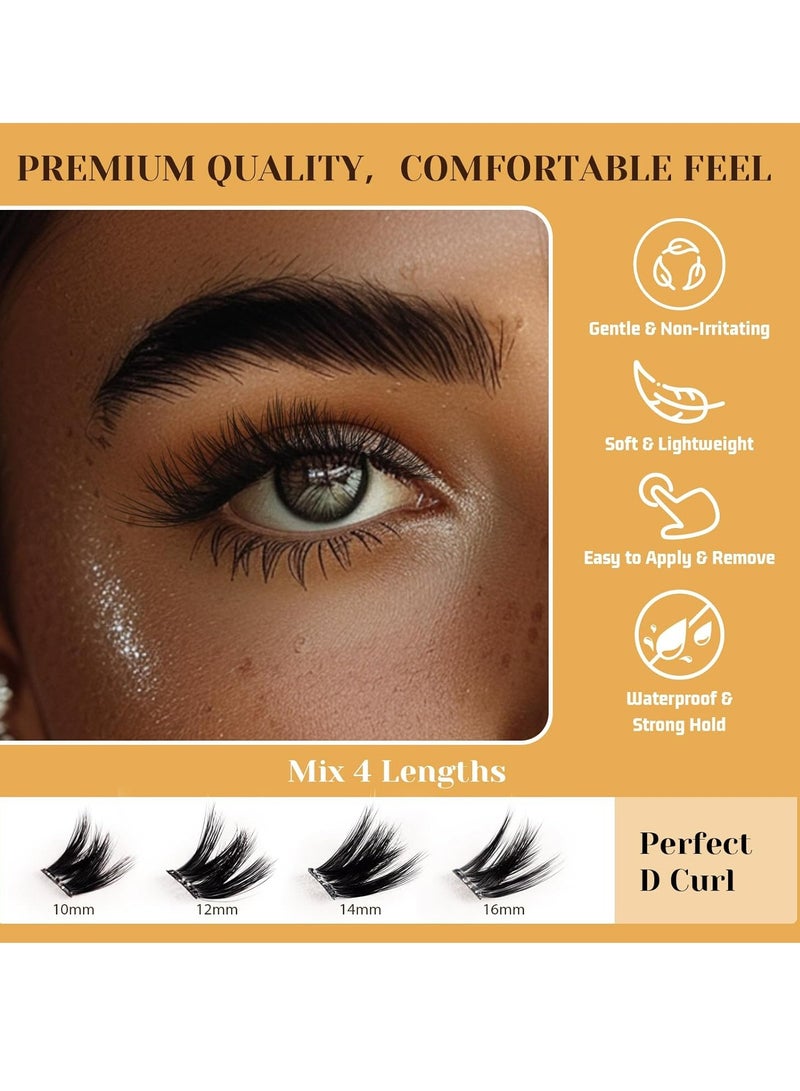 ووفيكسر مجموعة رموش لاصقة ذاتية اللصق من 100 قطعة، رموش صناعية على شكل حرف D، رموش صناعية لاصقة مسبقًا بملاقط للمبتدئين، مجموعة تمديد الرموش بدون غراء من 10 إلى 16 مم، لا حاجة إلى غراء، لا مزيل، لا بقايا - Image 4