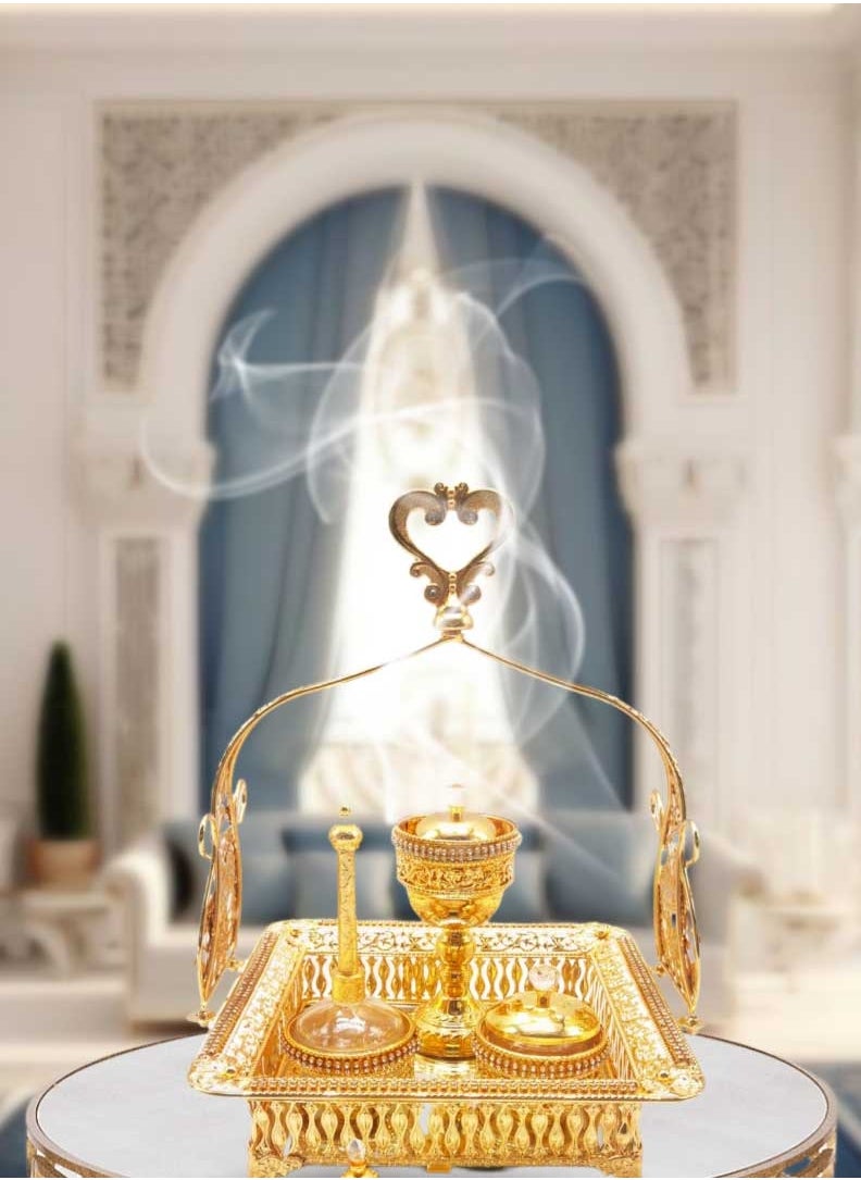 بخور بوسيدين مجموعة مبخرة البخور العربية الفاخرة لديكور المنزل والعطر  - Image 3