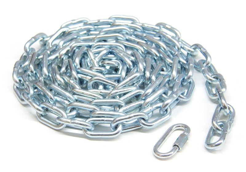 KingChain 699481 1/4" x 10' Zinc Plated Grade 30 Proof Coil Chain, Silver - Image 1