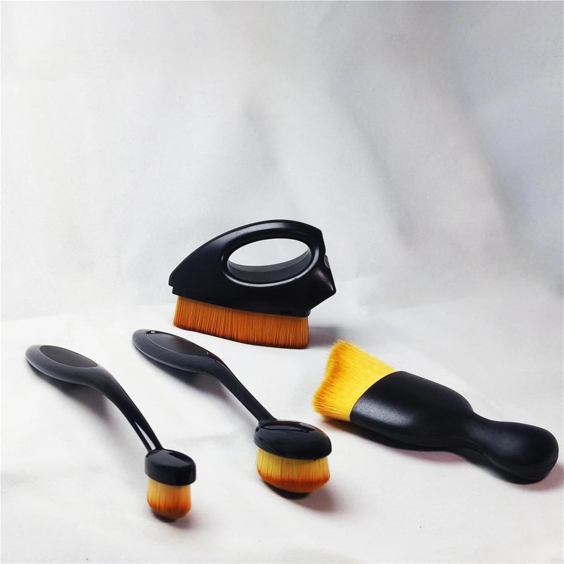 Car Interior Detailing Brush Set 2PC High Density For Leather Plastic Wheel Rim - Image 3