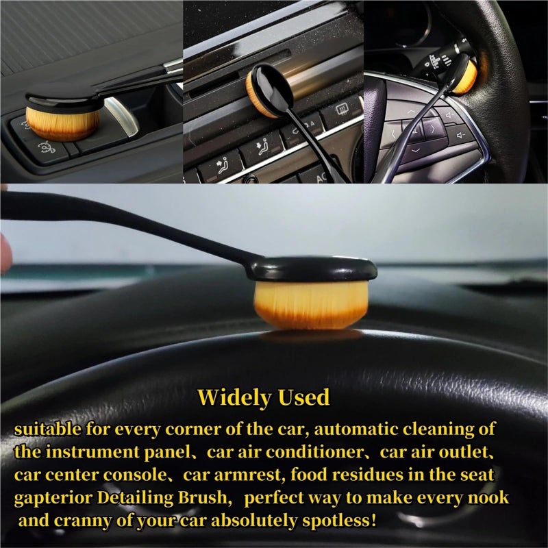 Car Interior Detailing Brush Set 2PC High Density For Leather Plastic Wheel Rim - Image 5
