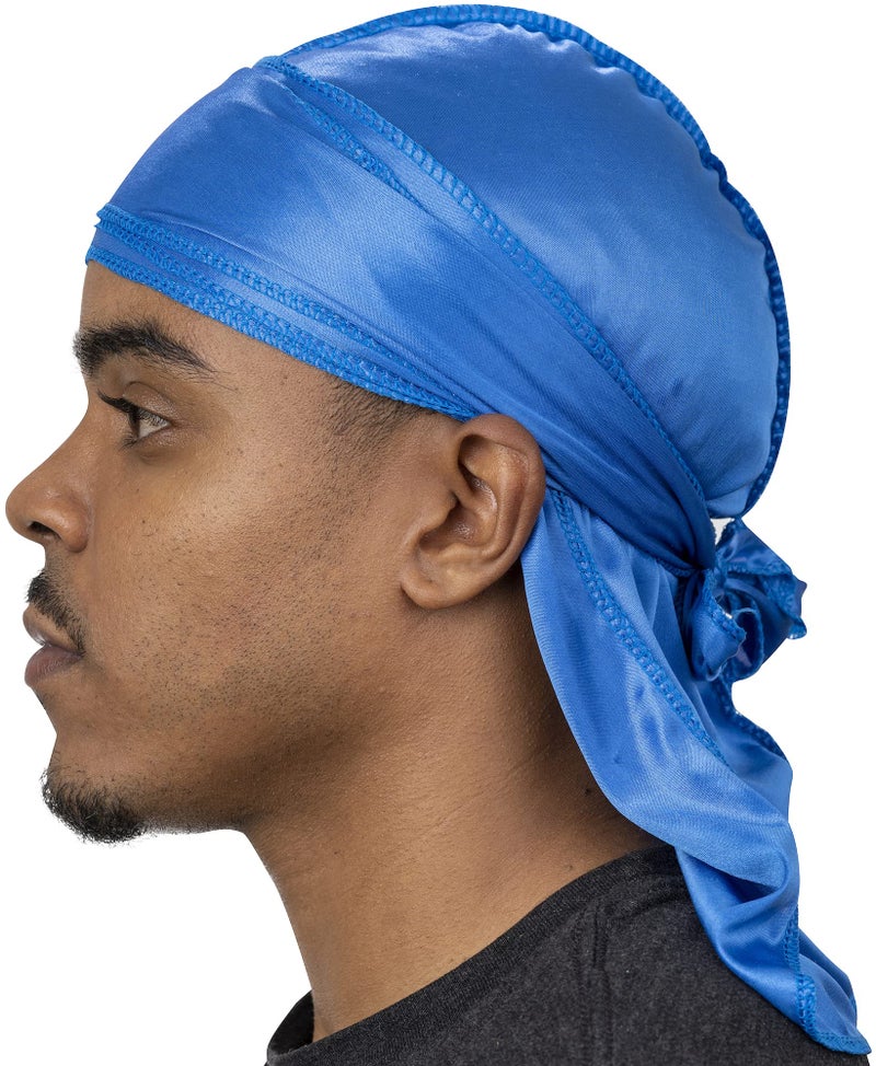 Veeta Superior Silk Durag - Smooth Silk Durag for Men & Women, Long Double Wide Straps, Outside Seam Triple Stitch Du Rag (Black) - Image 1