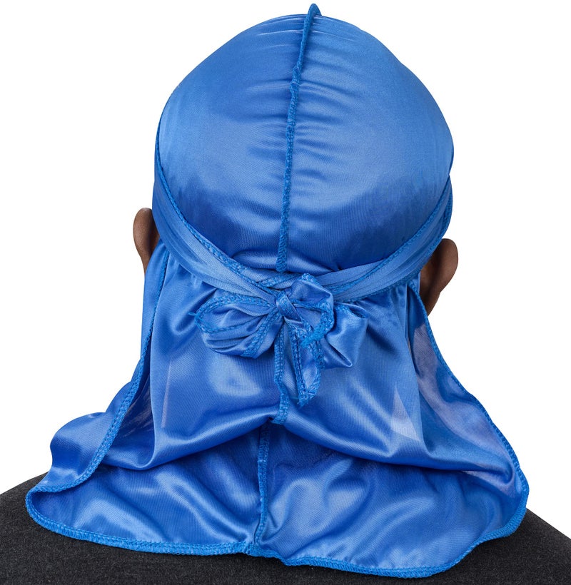 Veeta Superior Silk Durag - Smooth Silk Durag for Men & Women, Long Double Wide Straps, Outside Seam Triple Stitch Du Rag (Black) - Image 2