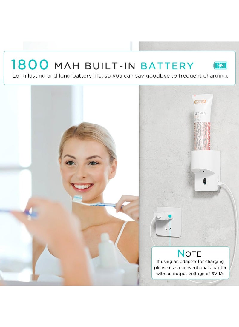 KASTWAVE - Automatic Toothpaste Dispenser Wall Mounted, Electric Toothpaste Squeezer with Sensor, 4 Levels Adjustable, Battery Powered, Detachable, USB Rechargeable Toothpaste Dispenser for Kids Adults - Image 1