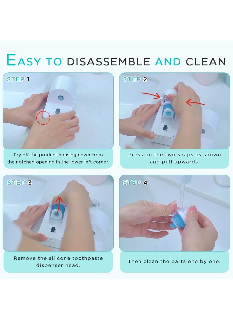 KASTWAVE - Automatic Toothpaste Dispenser Wall Mounted, Electric Toothpaste Squeezer with Sensor, 4 Levels Adjustable, Battery Powered, Detachable, USB Rechargeable Toothpaste Dispenser for Kids Adults - Image 1