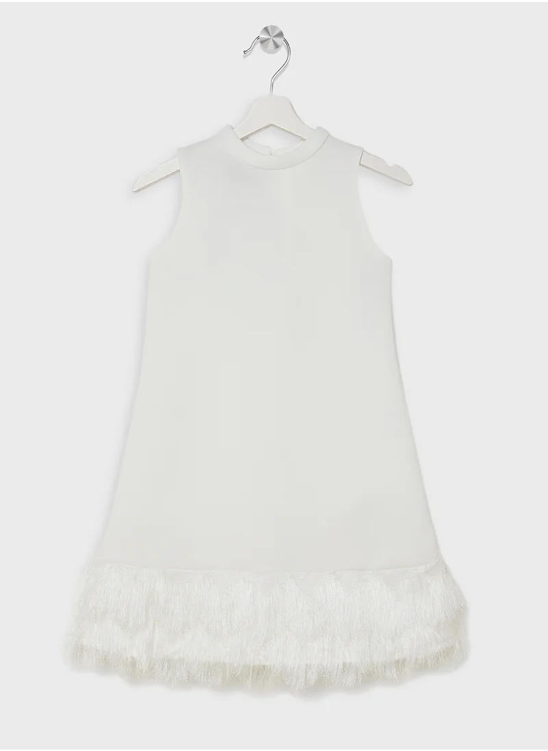 Little Golden Apple Little A Line With Fur Dress