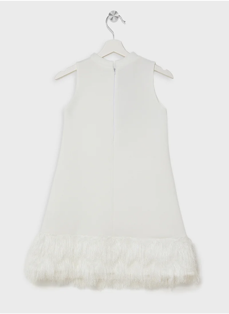 Little Golden Apple Little A Line With Fur Dress