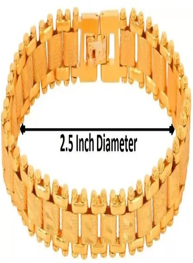 DENICRAAS Men's Gold-Plated Bracelet, Textured Link Design, Classic Chain Style bracelet - Image 2
