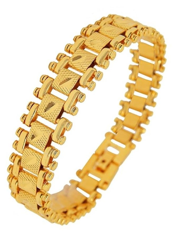 DENICRAAS Men's Gold-Plated Bracelet, Textured Link Design, Classic Chain Style bracelet - Image 1