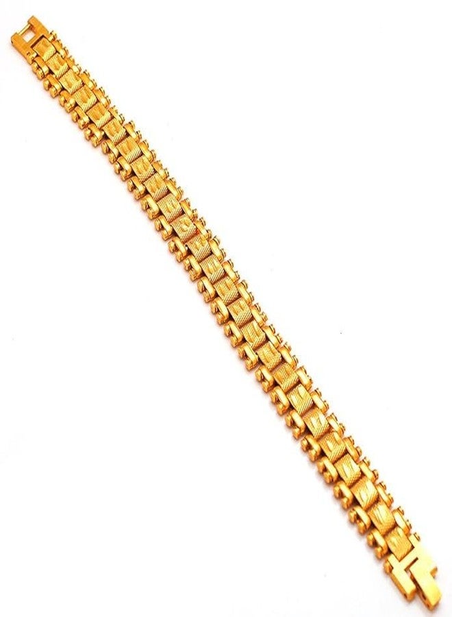 DENICRAAS Men's Gold-Plated Bracelet, Textured Link Design, Classic Chain Style bracelet - Image 3