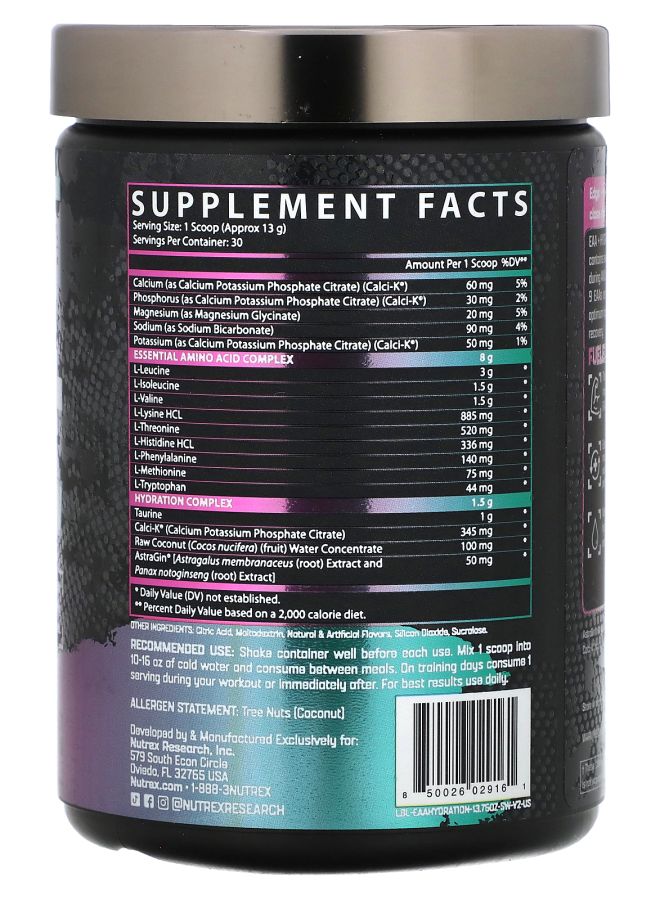 Nutrex Research EAA+ ترطيب فراولة بطيخ 13.76 أونصة (390 جرام) - Image 2