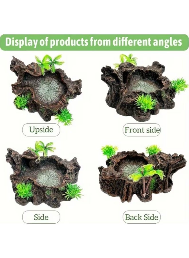sharjah pigeon Reptile Water Bowls – Resin Water & Food Dish with Platform & Artificial Plant for Bearded Dragons, Lizards, Geckos, Frogs & Snakes - Image 4