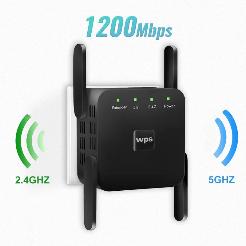AC1200M High Power Wi-Fi Amplifier 5G with UK/EU Plug Black English (UK)