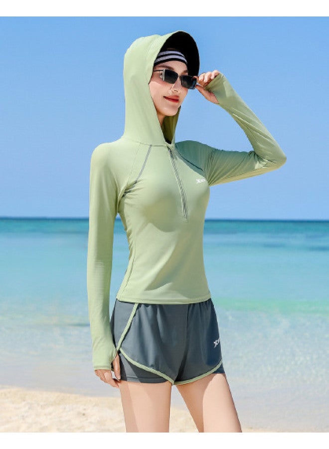 XTEP Separate Swimsuit For Women, Long Sleeve Hooded Casual Sportswear, Conservative Slimming Versatile Beach Vacation Swimsuit - Image 1