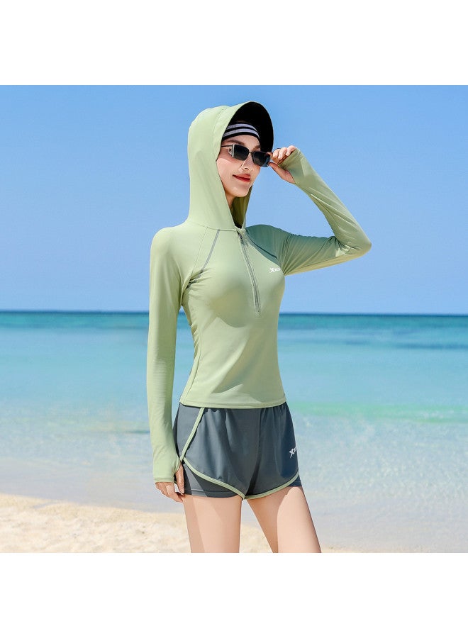 XTEP Separate Swimsuit For Women, Long Sleeve Hooded Casual Sportswear, Conservative Slimming Versatile Beach Vacation Swimsuit - Image 2
