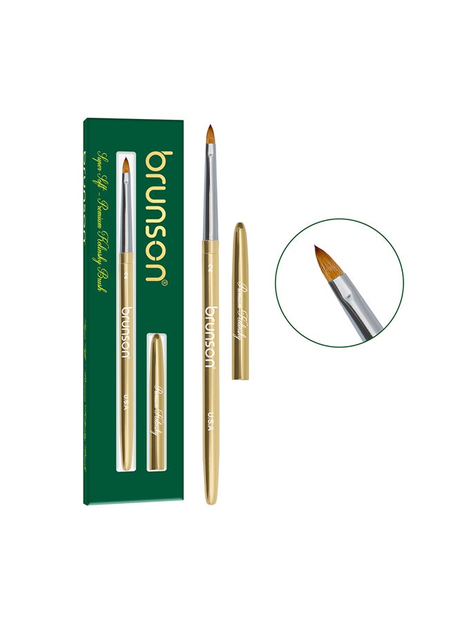 brunson Acrylic Nail Brush 1pc Pure Sable Hair Professional Nail Art Painting Brush for Manicure Pedicure Kolinsky Brush for Acrylic Application Nail Extensions and 3D Nail Carving Size 02 - Image 1