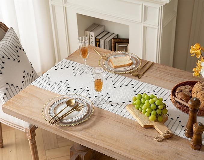 STONEMUNK Cotton Table Runner 13'' x 72'' Eco-Friendly Hand-Made Cotton Runner for Parties, Dining Table, Wedding, Boho Runner - (Black - Cut (Raj)) - Image 2