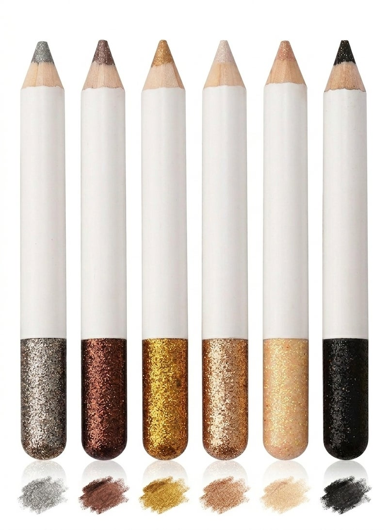 Multi-Purpose 6 Color Glitter Eye Pencil Kit: Ultra-Creamy Texture with Metallic Pearl Shine - Long-wear Eye Shadow & Highlighter Set for Bold and Natural Looks. - Image 1