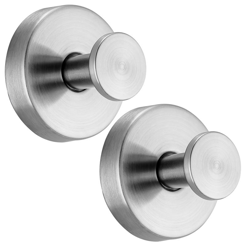 warlve Suction Cup Hooks No Drill Stainless Steel Shower Hooks Towel Hook Heavy Duty on Smooth and Non-Porous Surfaces in Bathrooms Kitchen Bedroom (2, Brushed Nickel) - Image 1