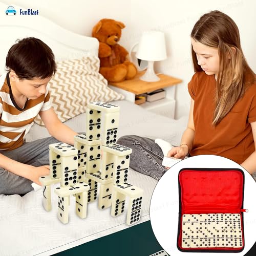 FunBlast Dominoes Set – 28 Pieces Double Six Ivory Dominoes 28 Piece Set Toy – 6 Dot Dominoes Match & Educational Game Up to 2-4 Players - Image 5