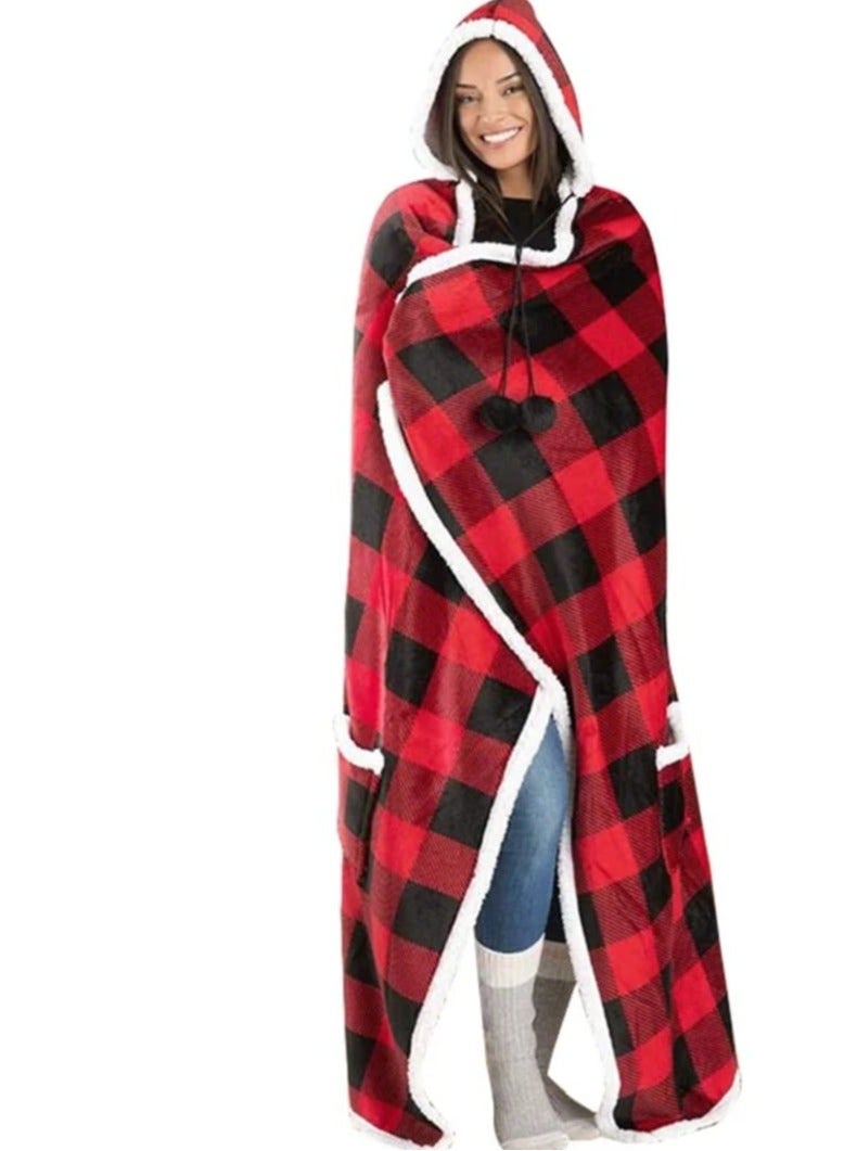 1 Piece Blanket Hoodie Sweatshirt Oversized TV Blanket Wearable Blanket Super Warm Soft Cozy Fleece Hooded Sweater for Kid/Adult
