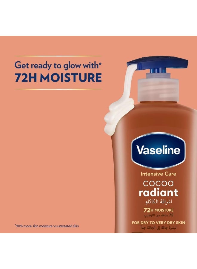 Vaseline Intensive Care Body Lotion for Dry to Very Dry Skin, Cocoa Radiant, Fast-Absorbing, 72hr Moisturising, 2 x 400ml - Image 4