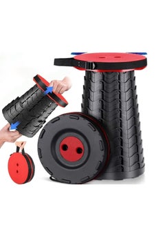 ELTRAZONE Upgraded-Portable Collapsible Folding Stool, Retractable Telescoping Foldable Camping Stool for Adults for Outdoor Fishing Hiking Gardening Travel BBQ (Red)  - Image 1