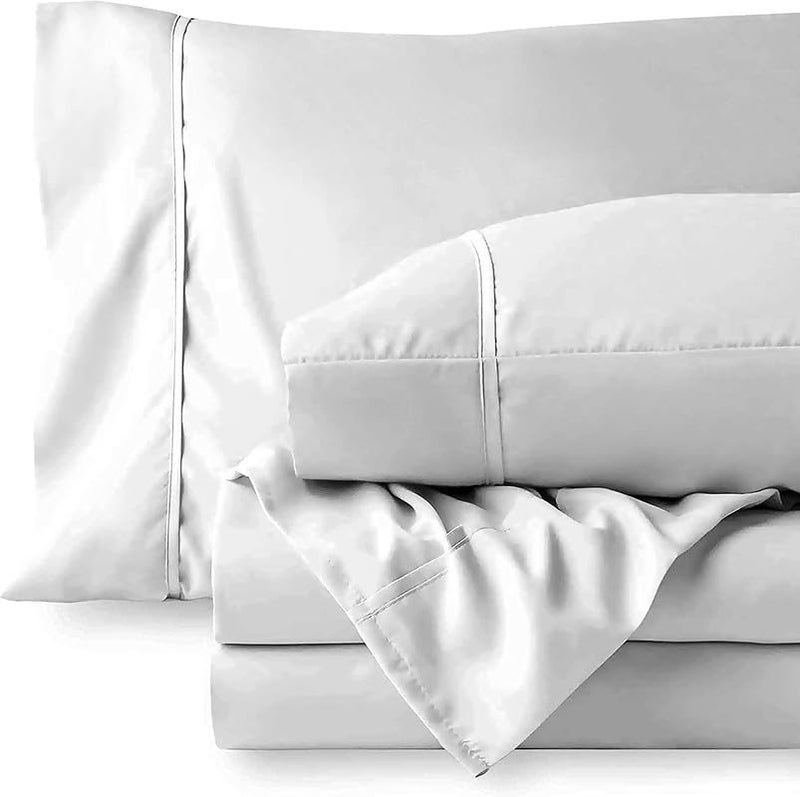 BALAJI EXPORT 3 Pieces Flat Bed Sheet 100 Egyptian Cotton 1 PC Flat Bed Sheet and 2 PC Pillow Covers 1000 Thread Counts White SolidKing Size - Image 1