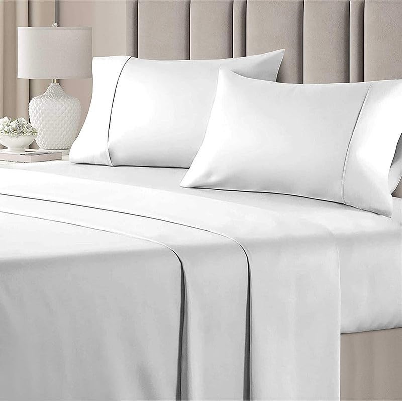 BALAJI EXPORT 3 Pieces Flat Bed Sheet 100 Egyptian Cotton 1 PC Flat Bed Sheet and 2 PC Pillow Covers 1000 Thread Counts White SolidKing Size - Image 2