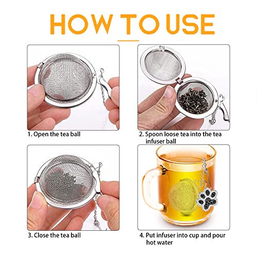 NSTaygate Loose Tea Steeper 2pcs Tea Ball Cute Tea Infuser Tea Diffusers for Loose Tea Black and White Diamond Dog Paw Pendant Tea Leaf Strainer for Loose Tea Gifts for Girls Women Couple - Image 3