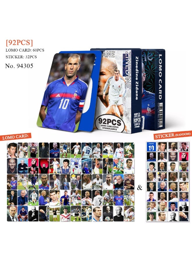 NIBEMINENT 92 Pcs Football Player Zidane Lomo Cards Card For Fans Collection Gifts - Image 1