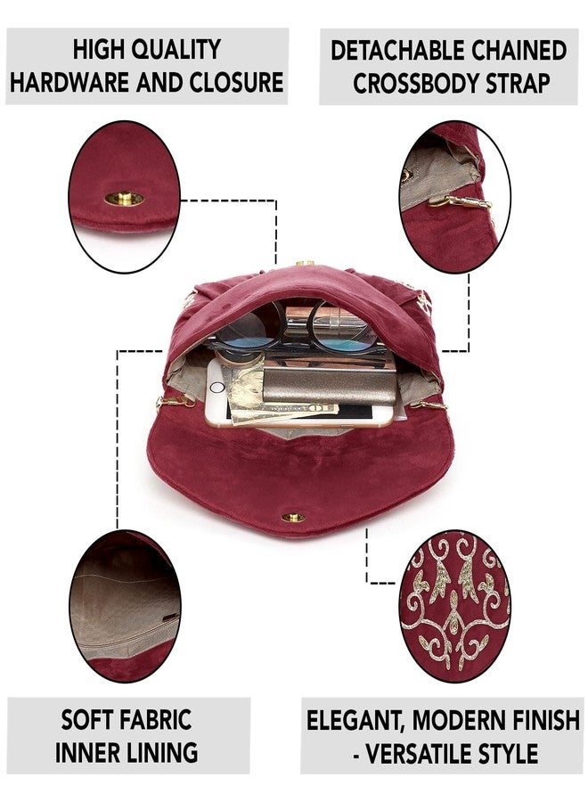 Peora Maroon Clutch Purses for Women Handmade Evening Handbags Bridal Clutch(C85M) - Image 3