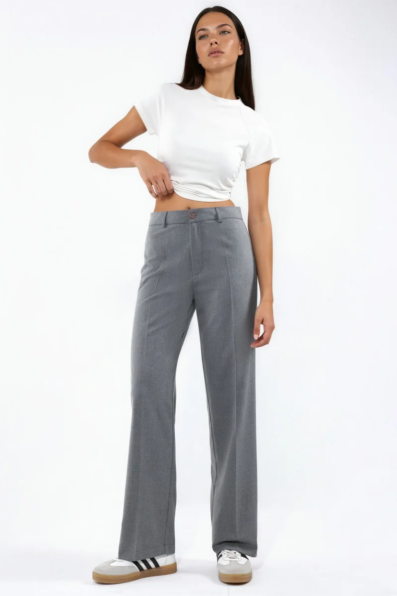 هيكاب High Waist Straight Leg Woven Pants