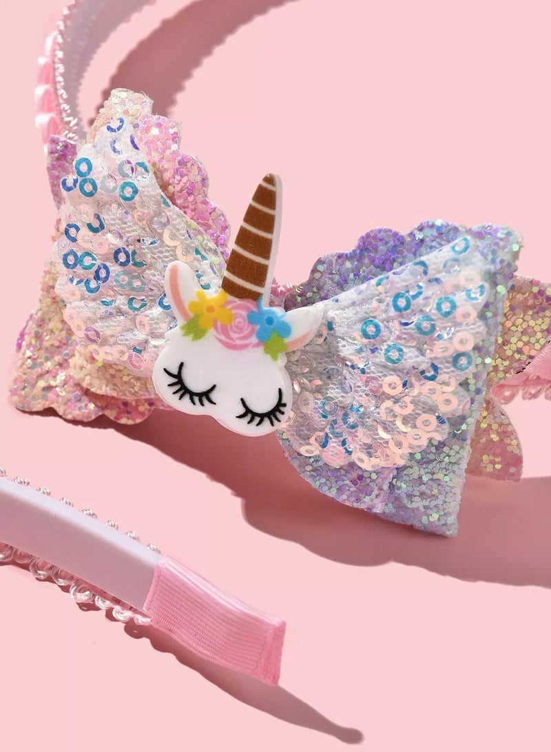 2pcs Toddler Girls Sequin Bow Decor Hair Hoop  - Image 3
