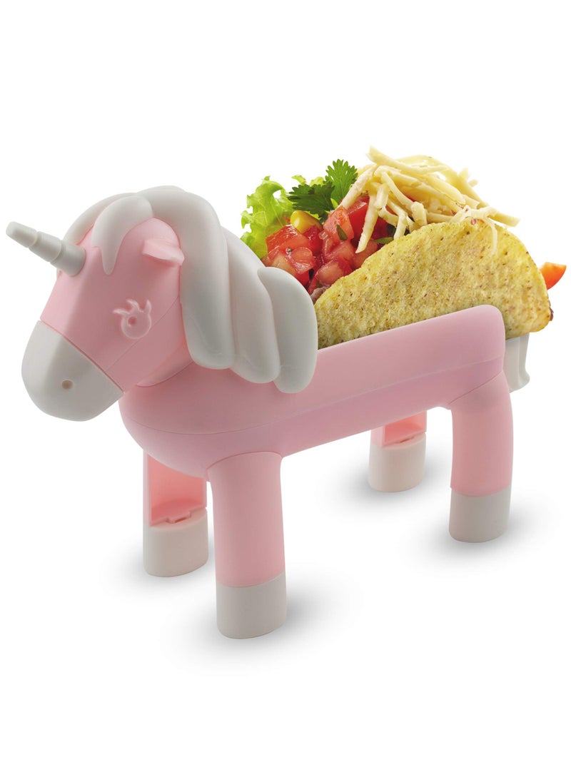 Vezna Home Goods Vezna Home Goods Unicorn Taco Holder  Kids Plate with Divider Holds 2 Shells for Fun Taco Tuesday Party  Novelty Serving Tray Stand Funny White Elephant Gift for Adult Food Lovers 