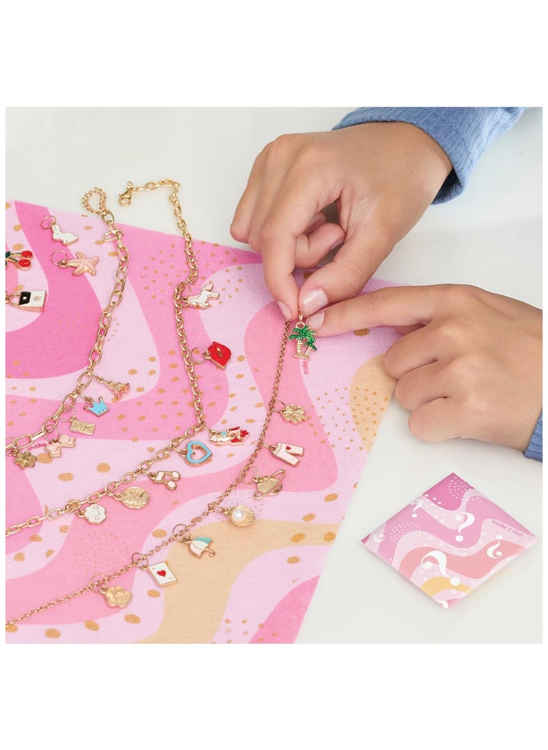 Make It Real Make It Real: Handful of Charm - 70 pc DIY Jewelry Set, 4 Chain Lengths, Design & Create, Charm Necklace & Bracelet Craft Kit, Girls & Kids Age 8+  - Image 4