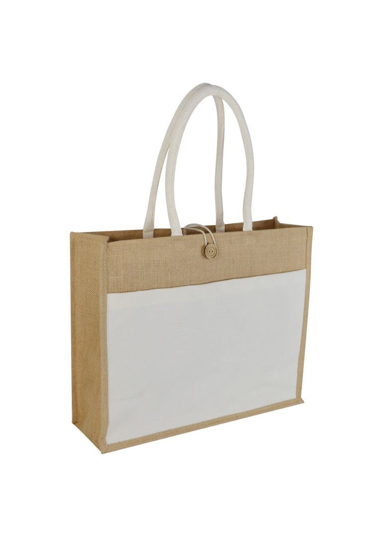 Eco-neutral Shopping Tote Bag with Canvas Front Pocket  - Image 1