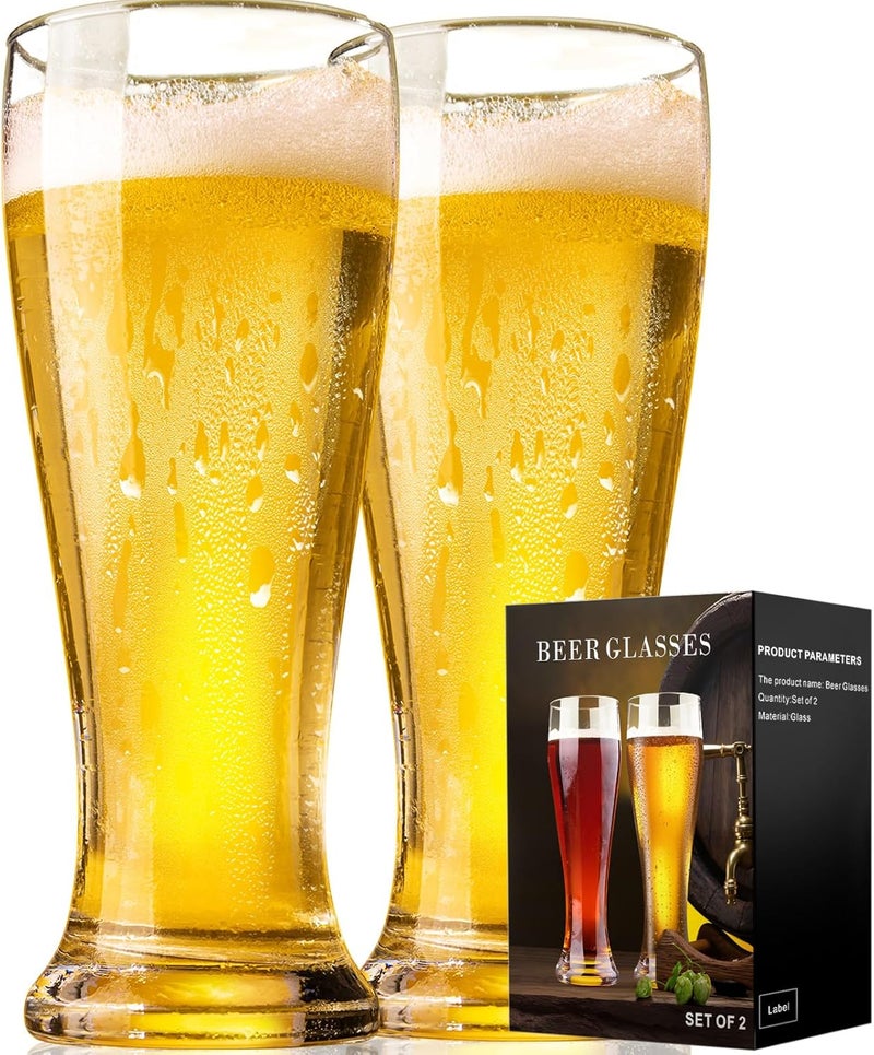 PARACITY Beer Glasses 14 oz, Pint Glasses Set of 2, Pilsner Wheat Beer Glasses, Glasses Drinking Set, Glassware Gift for Men - Image 1