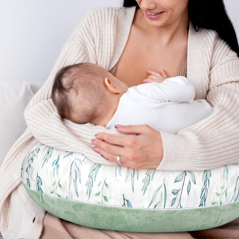 DILIMI Nursing Pillow Cover, Soft Stretchy Nursing Cover for Breastfeeding Pillow, 1 Pack Reversible Removable Slipcover for Baby Boy and Girls, Green Leaf - Image 5
