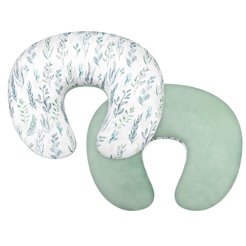 DILIMI Nursing Pillow Cover, Soft Stretchy Nursing Cover for Breastfeeding Pillow, 1 Pack Reversible Removable Slipcover for Baby Boy and Girls, Green Leaf - Image 1